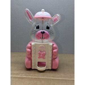 VINTAGE 9" PINK White BUNNY GUMBALL MACHINE BANK Carousel Industries